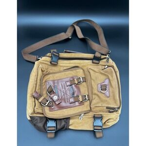 Kaukko Canvas Bag Tan Brown Tactical Multi-Pocket Shoulder Utility Bag